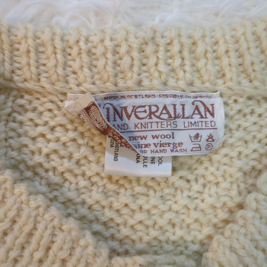 希少茶タグ】インバーアラン カーディガン くるみボタン アイボリー