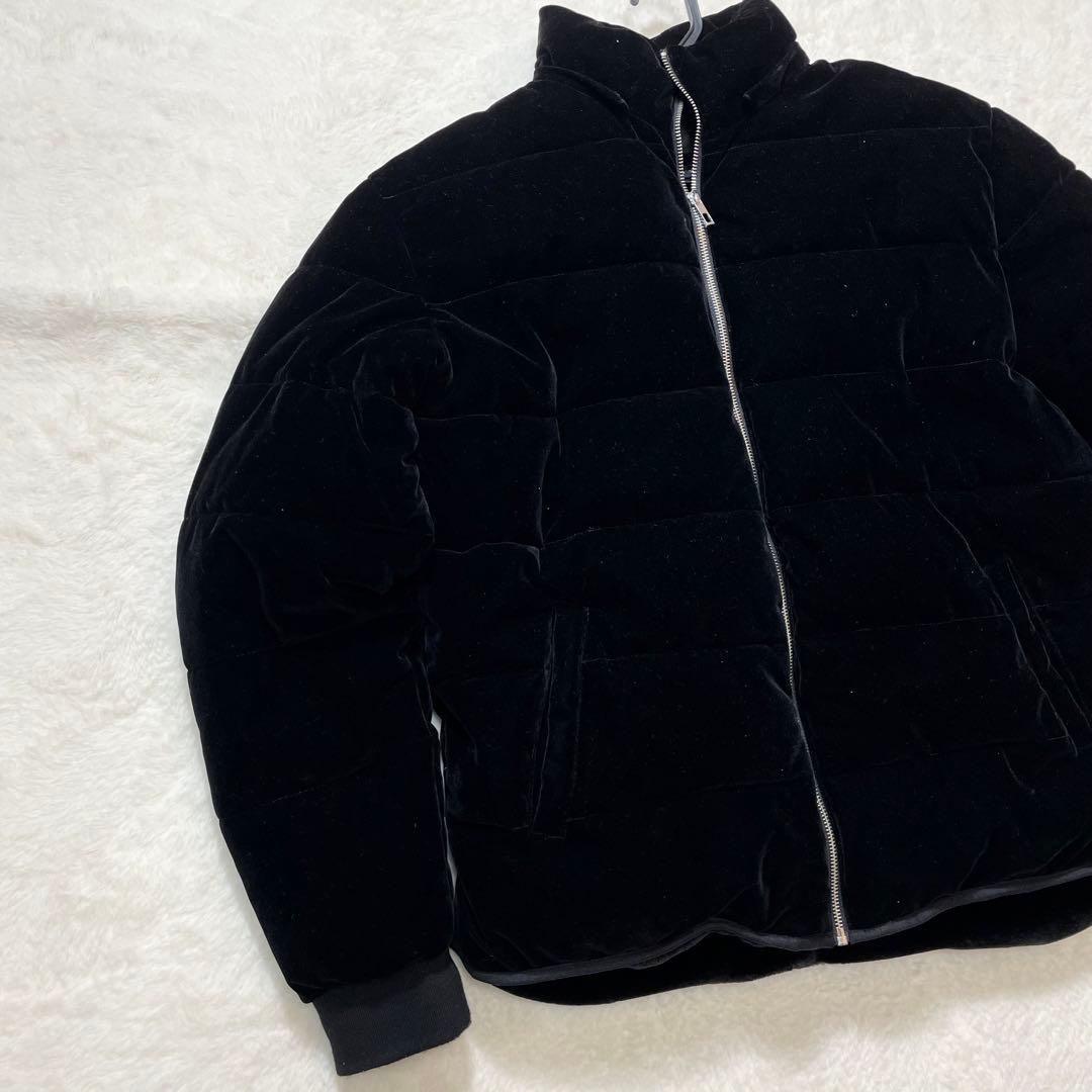 ✨美品XL✨ ザラ ZARA ベロアダウンジャケット 肉厚 ベルベット 黒