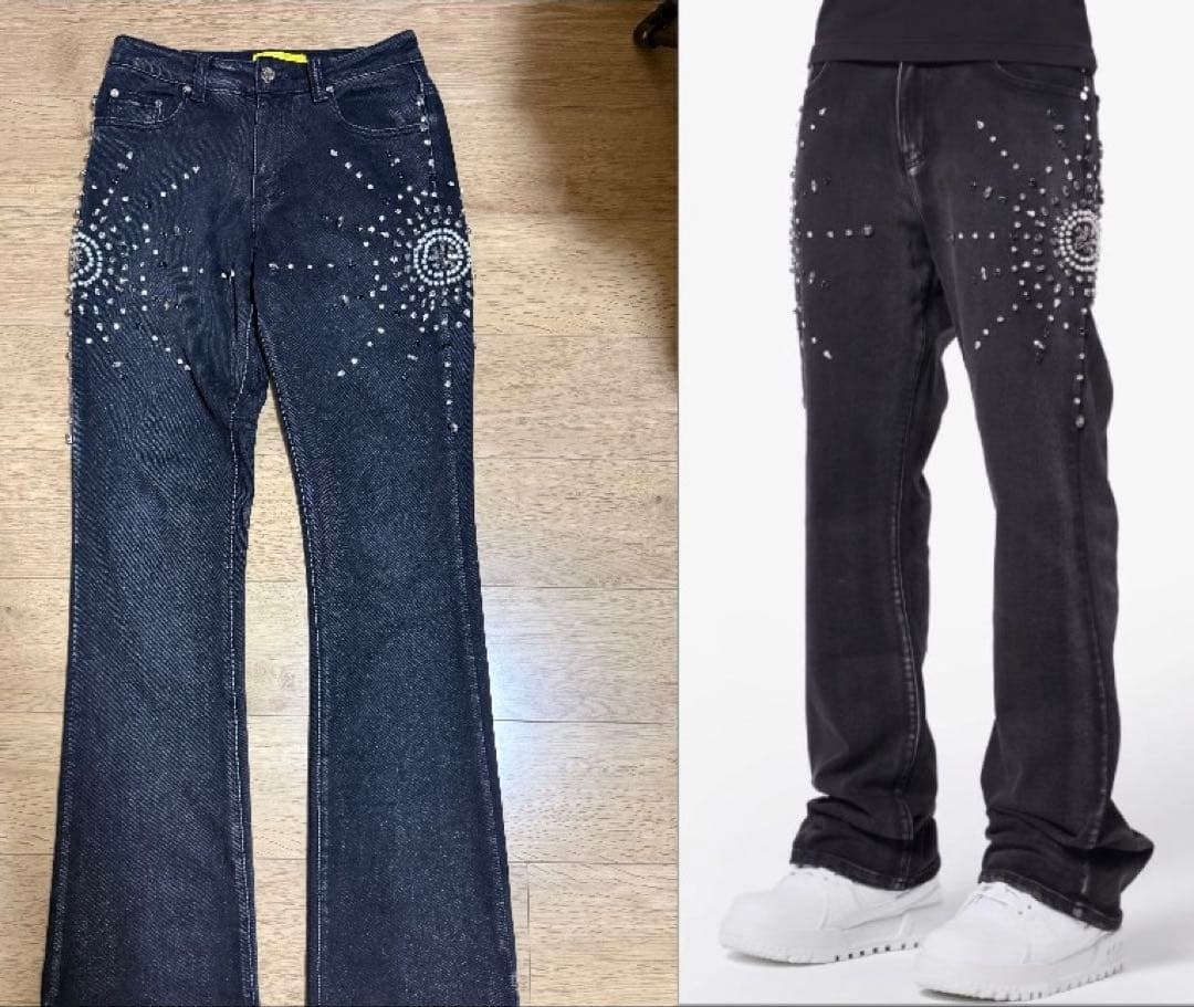 guapi フレアデニム ラインストーン サイズ28 - メルカリ