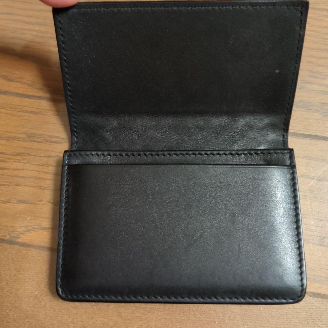 期間限定価格】黒のレザー名刺入れ 編み込みデザイン