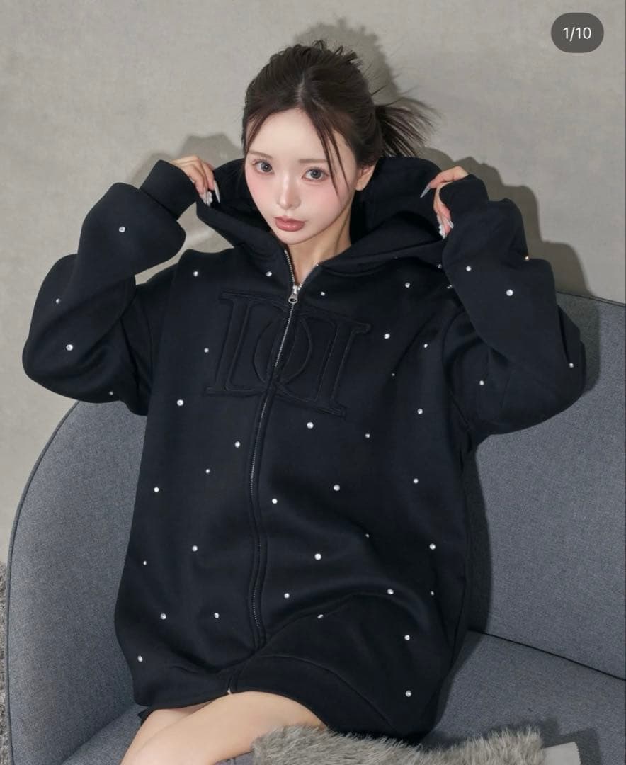 darich DD ロゴビジュージップパーカー ブラック - メルカリ