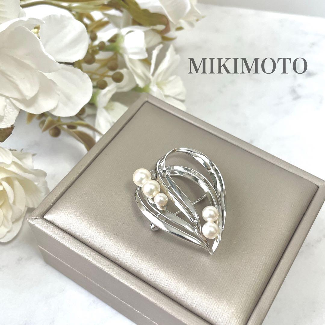 皇室御用達✨ミキモト アコヤ真珠 パール ブローチ コサージュ ハート 美品✨皇室御用達 ミキモト 本真珠 パール ブローチ アコヤ 5粒 2way