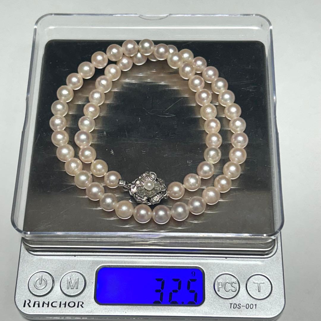 【テリ◎✨】あこや ネックレス 本真珠 約6.9〜7.3mm silver