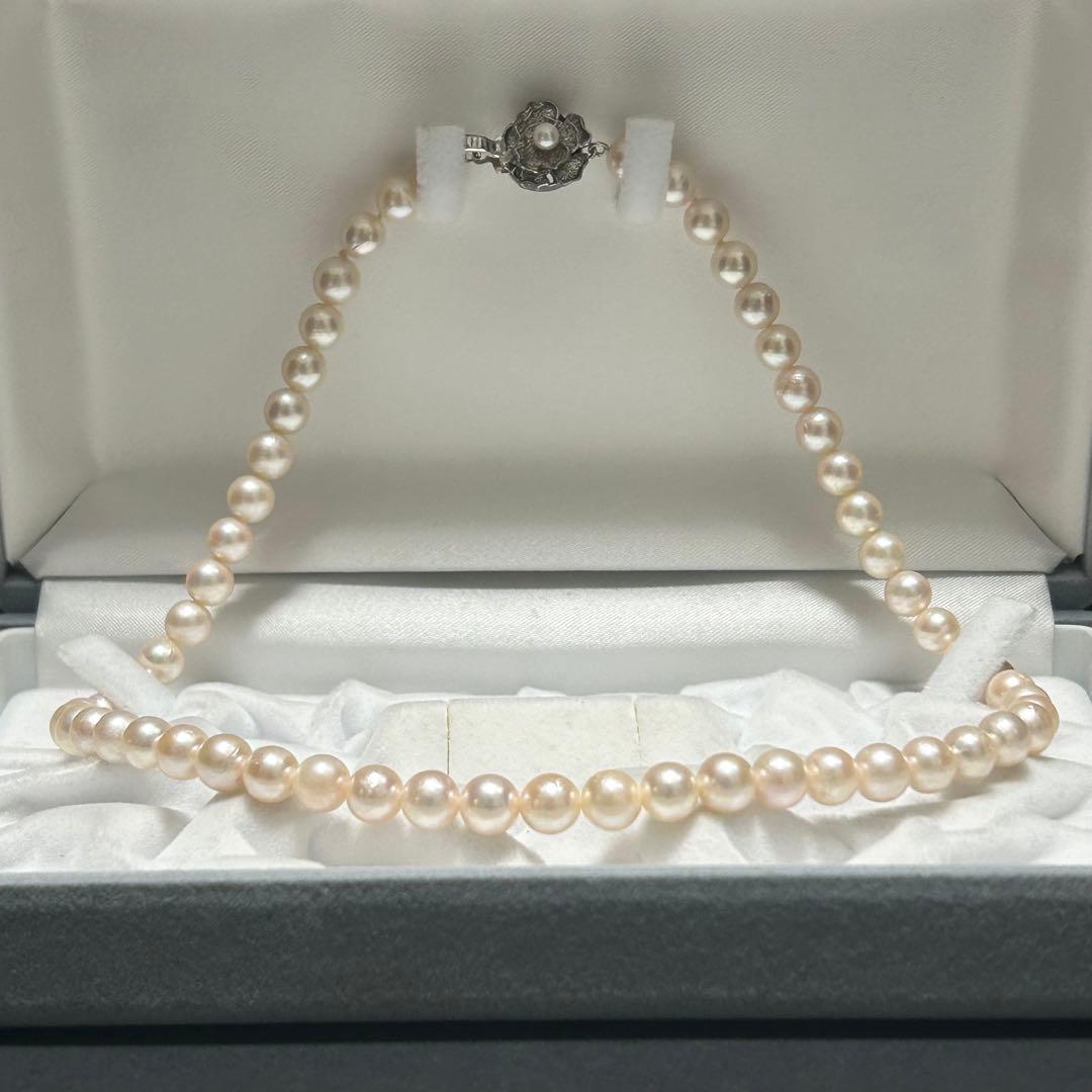 【テリ◎✨】あこや ネックレス 本真珠 約6.9〜7.3mm silver