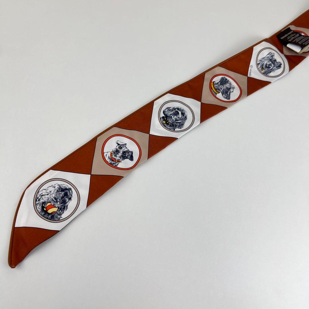 新品 HERMES エルメス ツイリー コリエ・エ・シアン ブラウン レザー