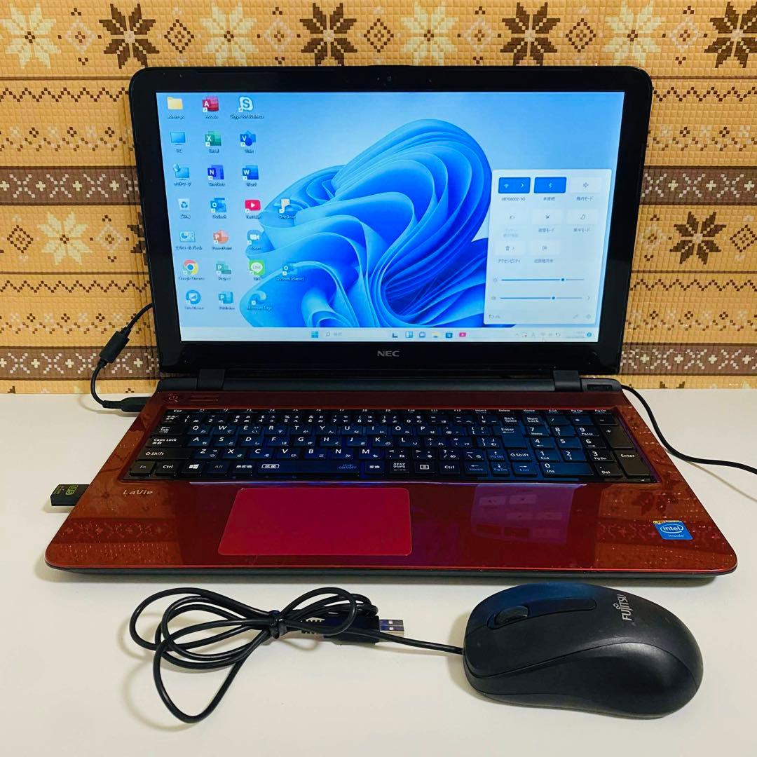 Y737 NECノートパソコンSSDメモリ8G高速Windows11オフィス付き