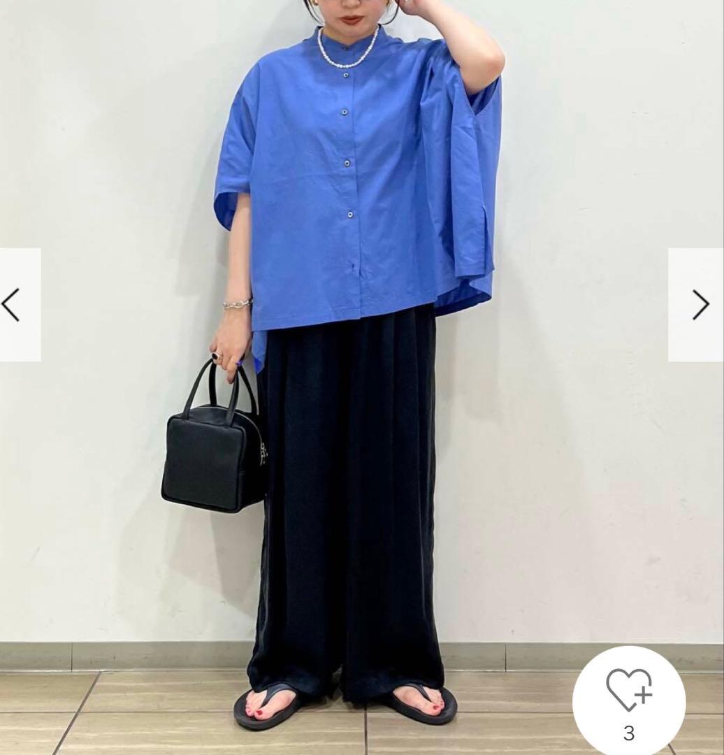 新品 今季 かぐれ コットンスクエアポンチョシャツ 2025年春夏 ブルー