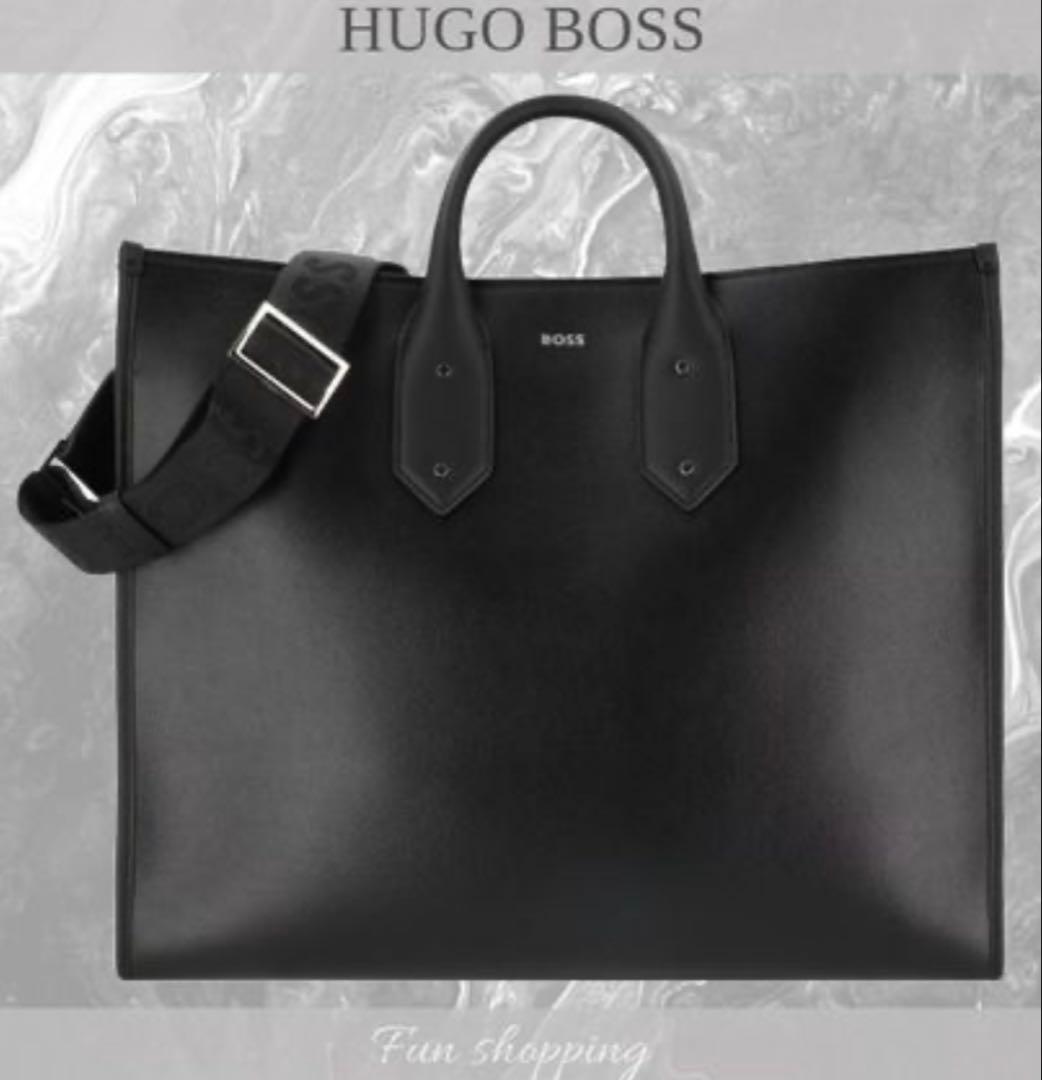 HUGO BOSS ブラックレザービジネスバッグ　トートバッグ　美品 HUGO BOSS（ヒューゴ・ボス） ショルダーバッグ Jinko_EVO_Envelope
