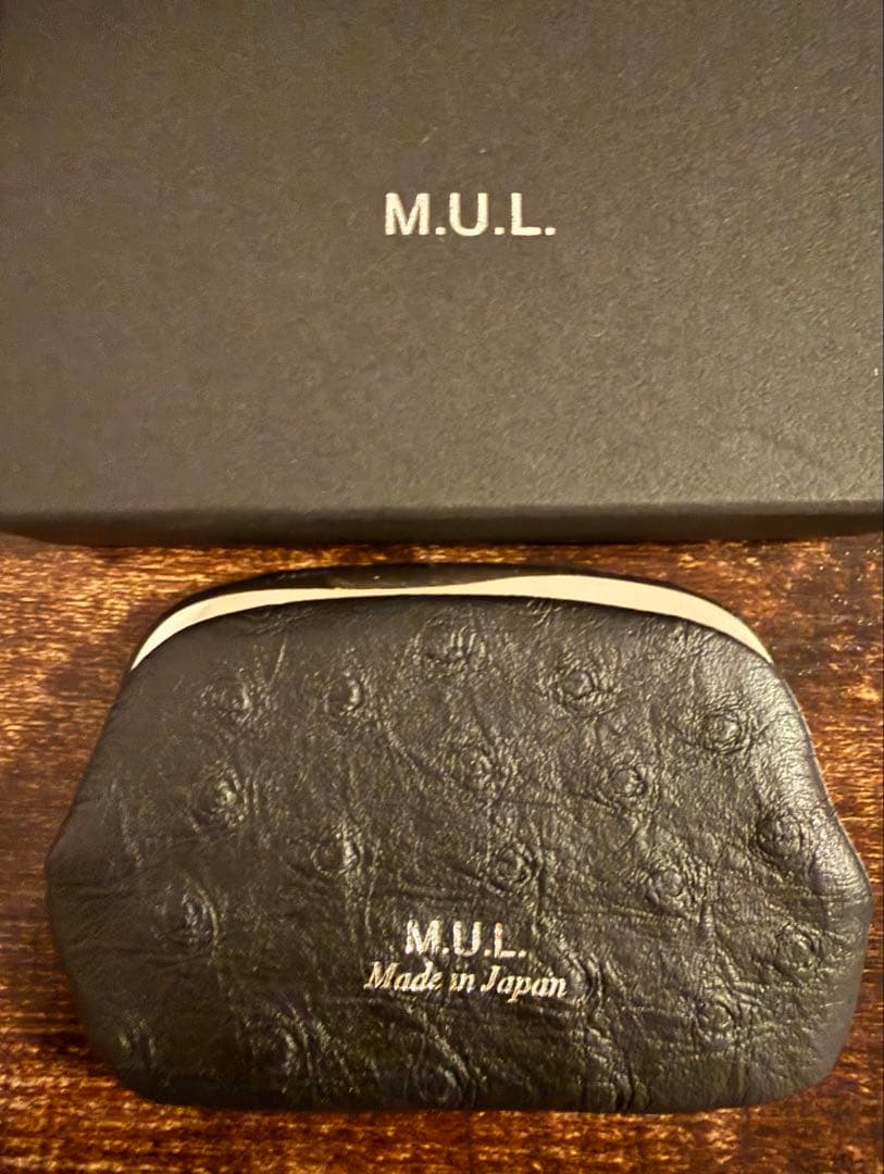 M.U.L. 黒 /がま口/オーストリッチ/コインケース【新品•未使用