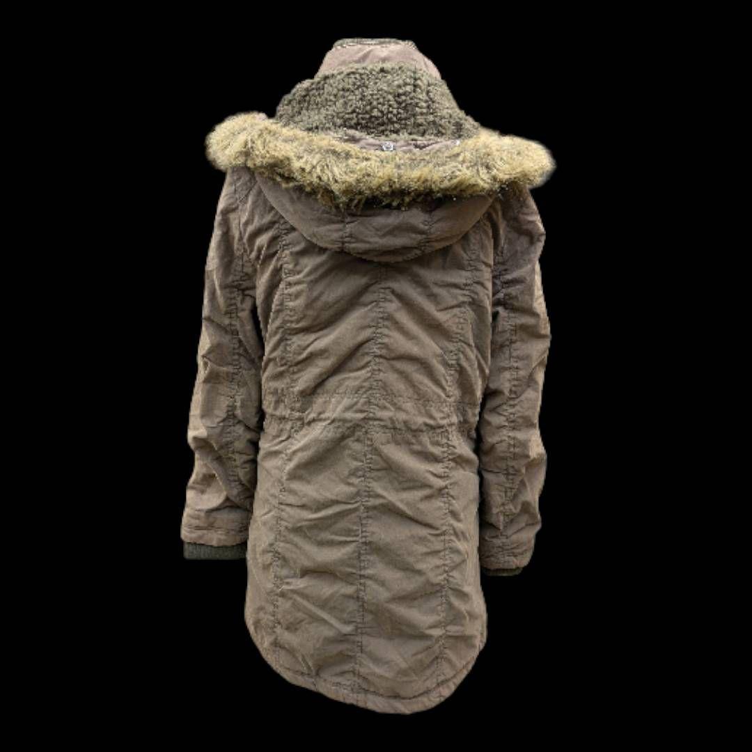 平成ギャル y2k グランジ ファー付き モッズコート ダークコア