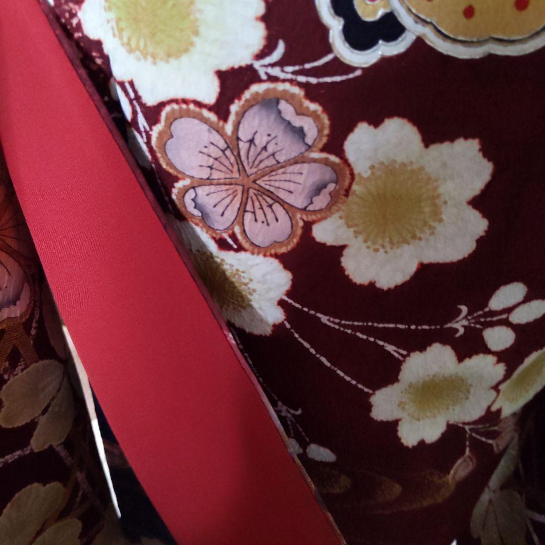 351華やぎ【桜蝶 紺色×ワイン色】【振袖6点フルセット】卒業謝恩会