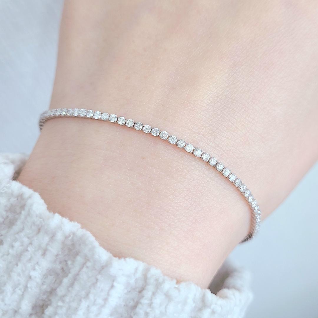 こみこみ白系 1.6ct　ダイヤモンド K14 WG テニスブレスレット