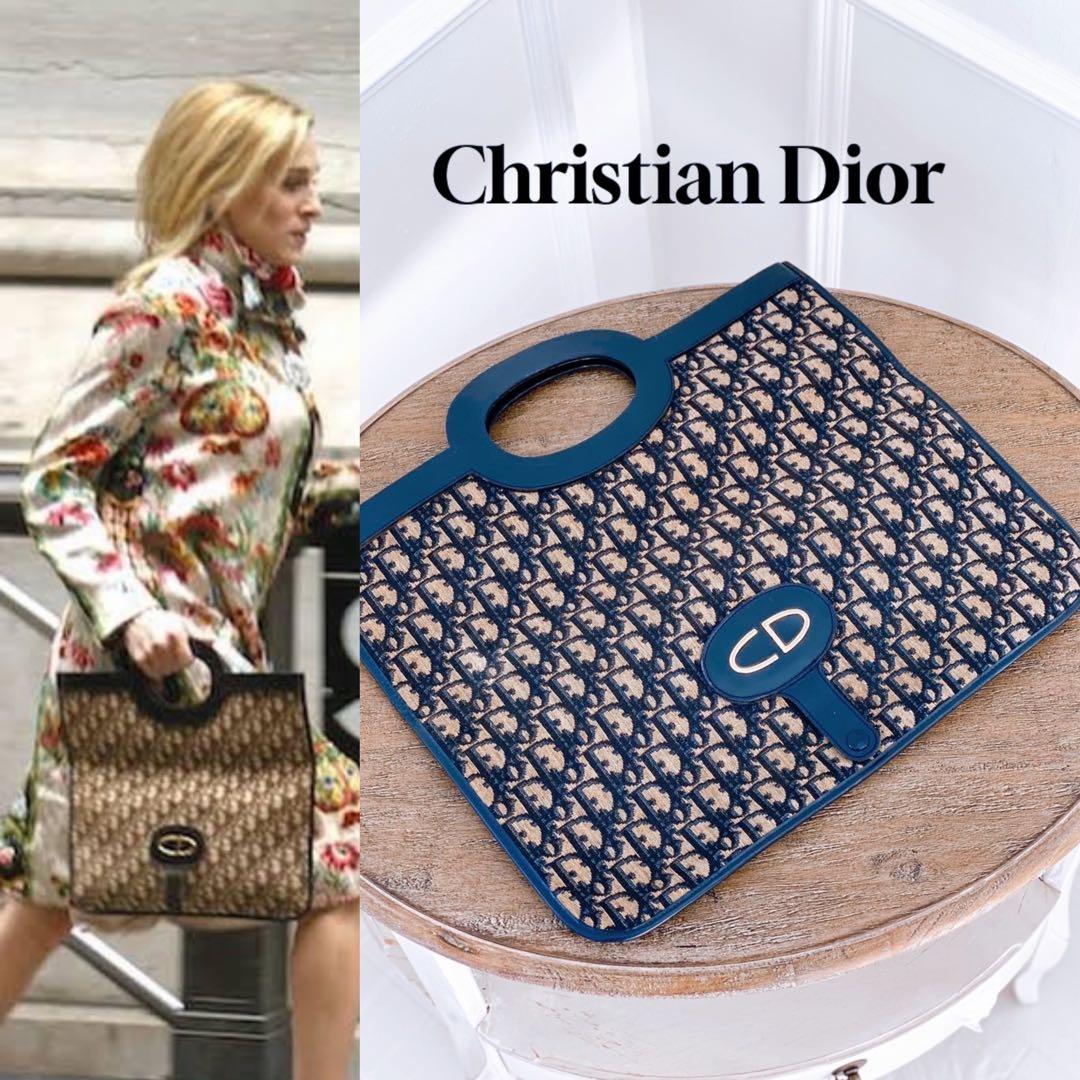 【希少】ヴィンテージ DIOR トロッター クラッチバッグ トート ネイビー 679e5b8c0e12e342b44ff50937efaa