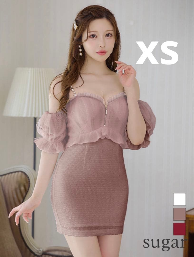 an キャバドレス xs XSサイズあり【an /アン】袖取り外し可能/ チュール/ ツイード/ リボン