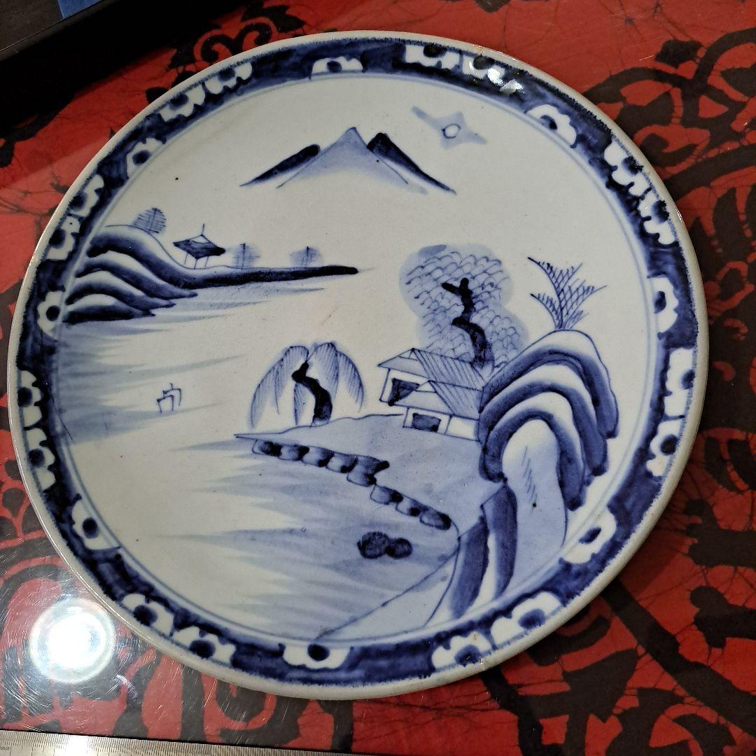 江戸中期 10寸皿 古伊万里染付 裏に吉(福)印有 30cm皿 - メルカリ