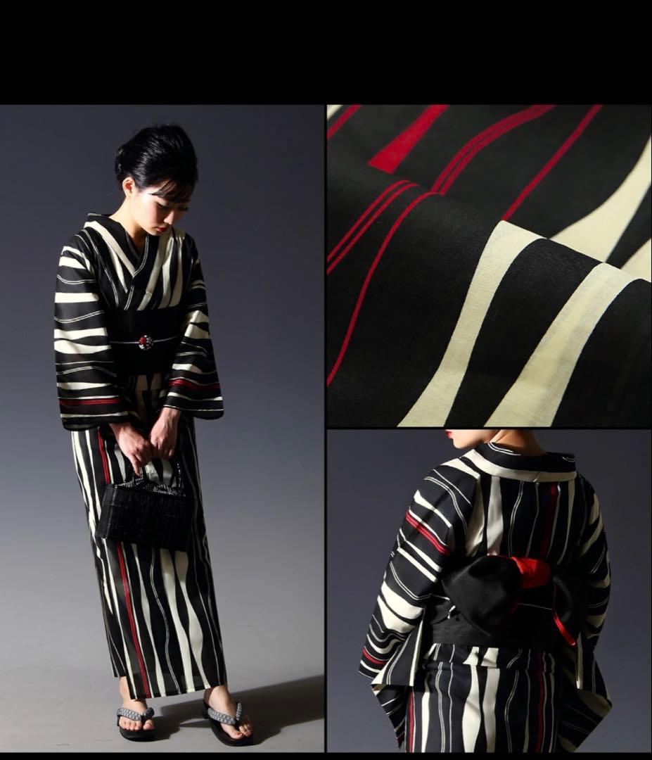 新品／未使用 ストライプ／縞 柄 浴衣 Fサイズ 綿100%