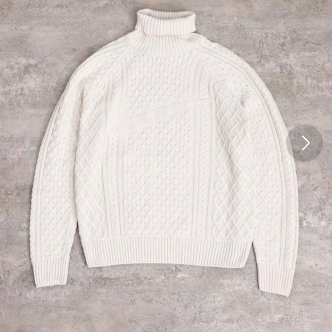 ほぼ未使用】NIKE ホワイト ケーブル編タートルネックニット 木村