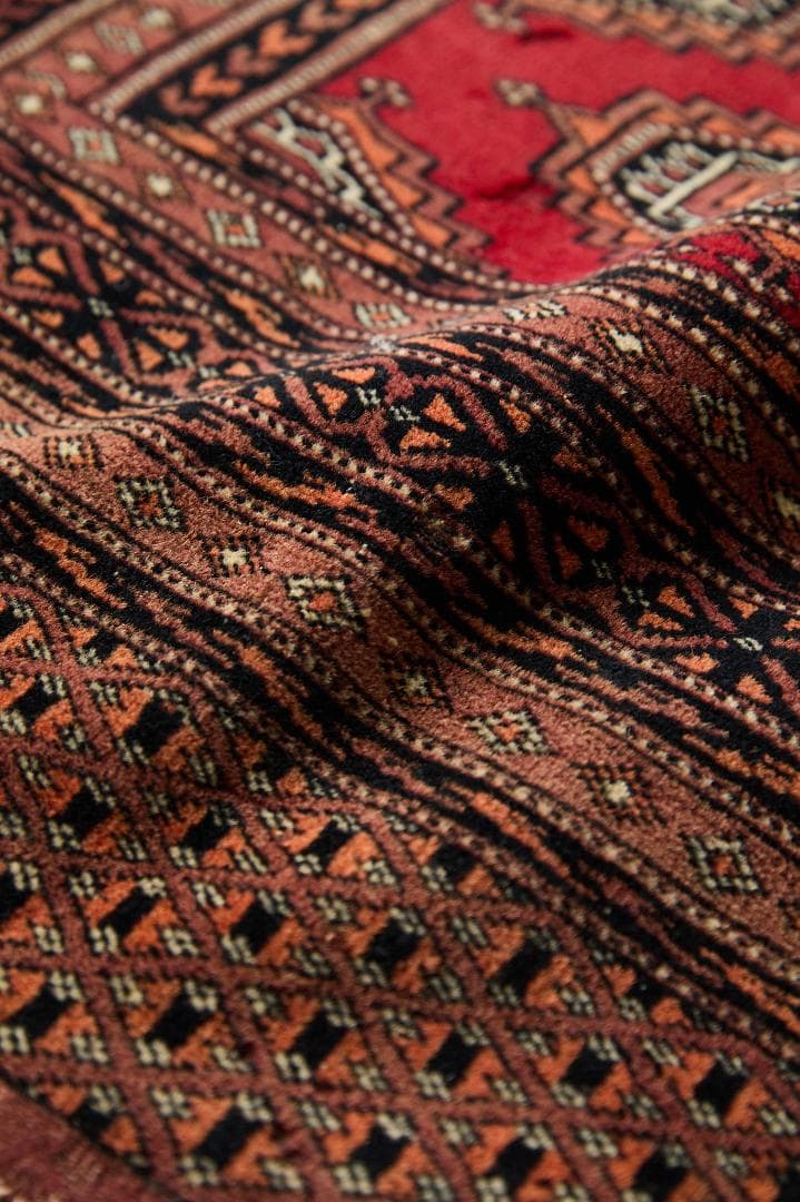ヴィンテージラグ トライバルラグ ラホール産(189×125cm) 赤 茶 黒