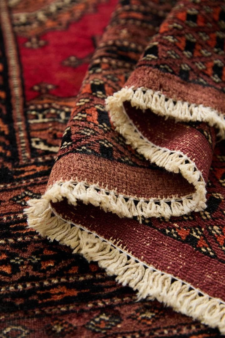 ヴィンテージラグ トライバルラグ ラホール産(189×125cm) 赤 茶 黒