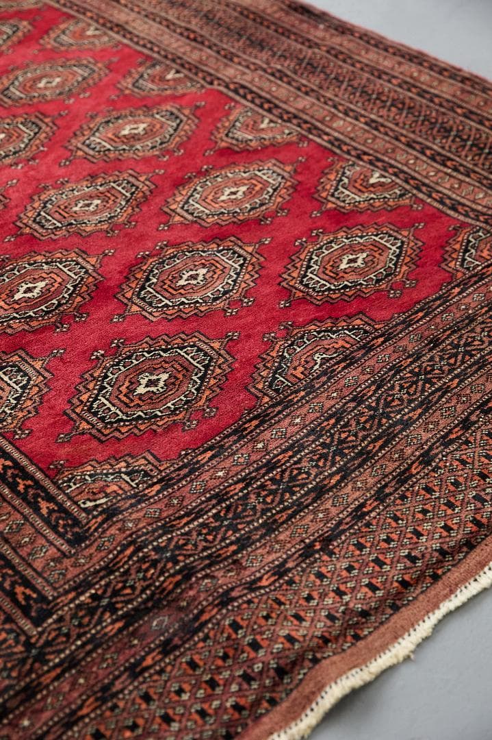 ヴィンテージラグ トライバルラグ ラホール産(189×125cm) 赤 茶 黒