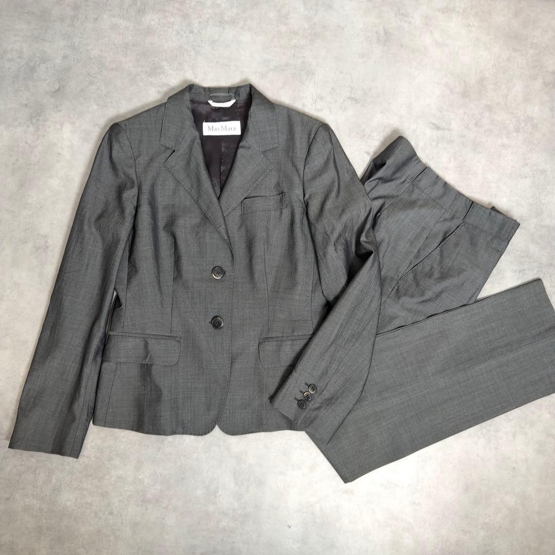 極美品✨MaxMara 白タグ シルク ウール セットアップ スーツ 42/34