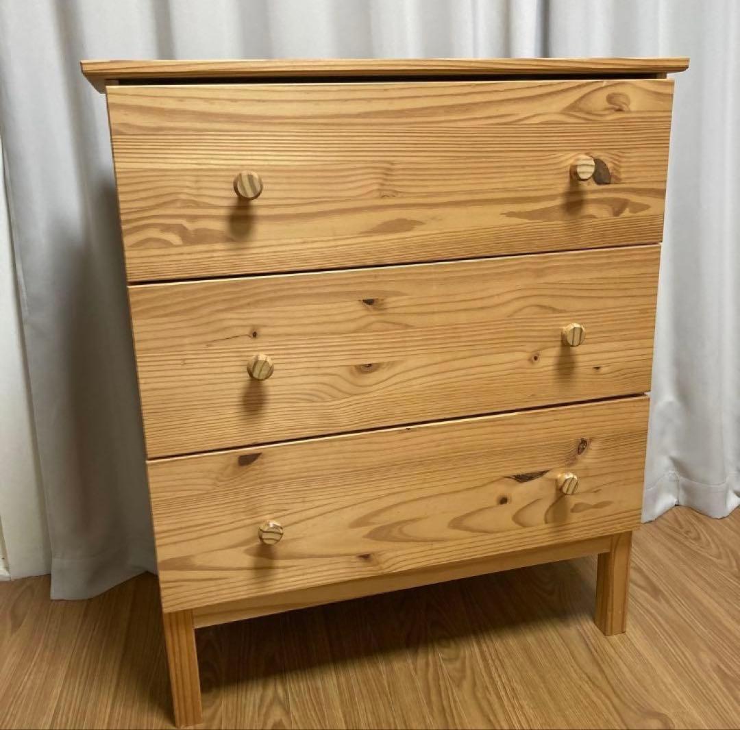 イケア IKEA TARVAタルヴァ 3段チェスト 木製 廃盤品 レア タンス
