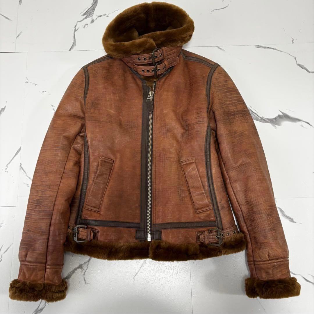 AVIREX✨激レア B-1フライトジャケット クロコ型押し リアルムートン M