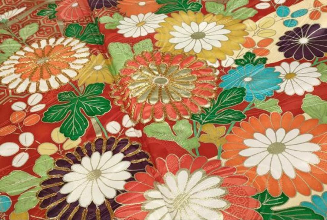 振袖 フルセット6点サイズM L 菊づくし銀駒刺繍 正絹 売り切り終了 フル