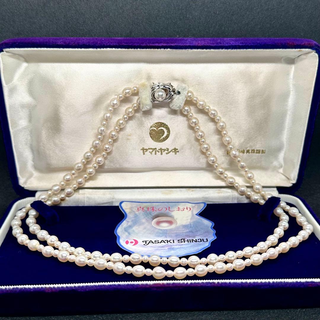 田崎真珠✨TASAKI 2連パールネックレス 本真珠 約3.2~4.9mm