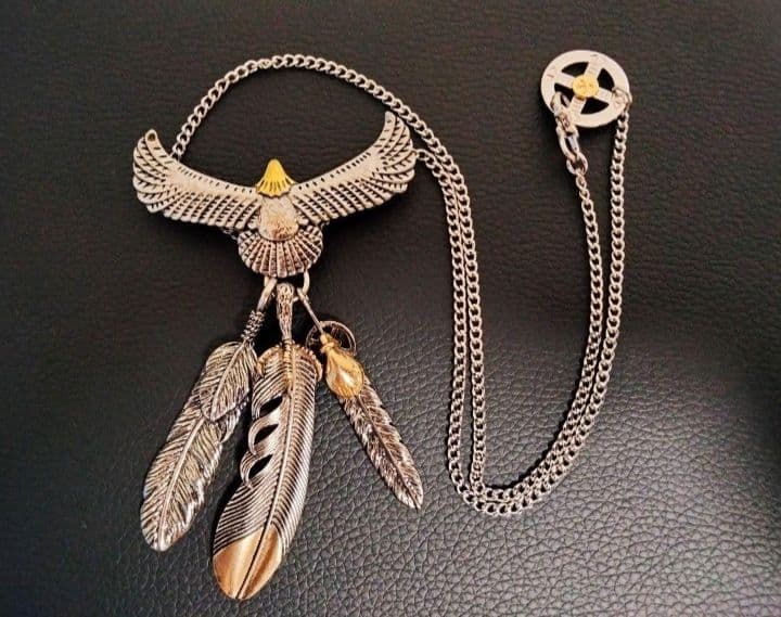 超豪華！特大金爪 フェザー ネックレス【イーグルフック&ホイール付