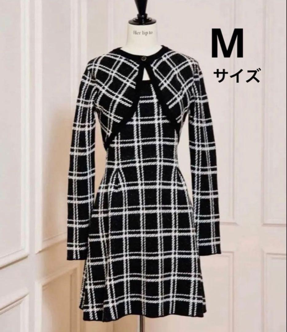 Herlipto Pantheon Checked Knit Dress M 黒 - メルカリ
