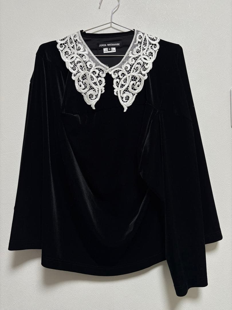 JUNYA WATANABE ブラック レース襟ブラウス JUNYA WATANABE ブラック レース襟ブラウス JUNYA WATANABE ブラック