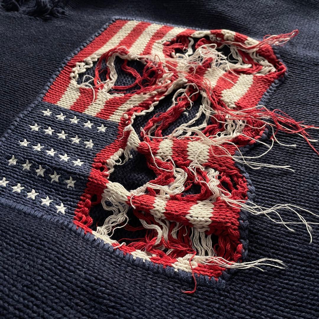 90's john ashford”麻綿”星条旗”Boro knit オンライン 通販