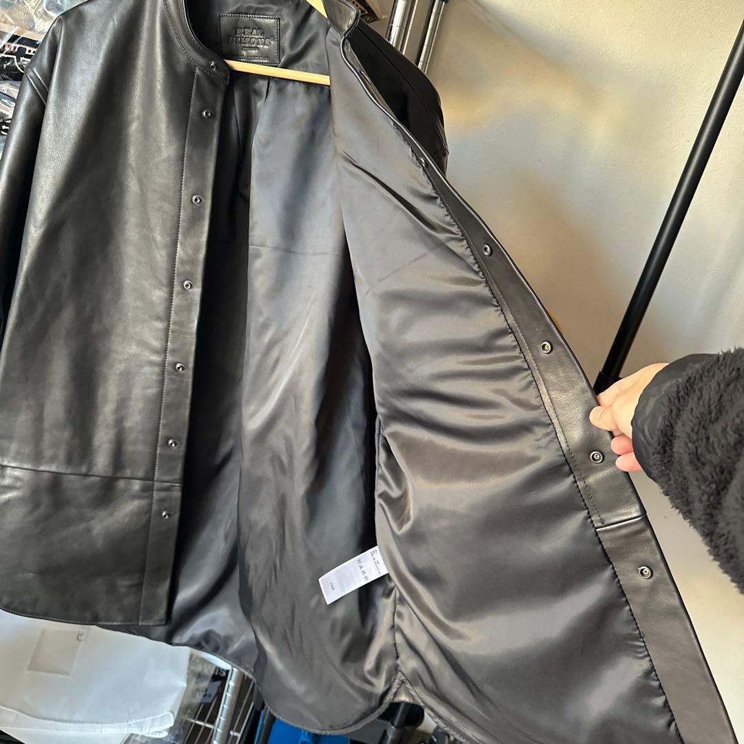 1.3mm 水染めカーフ使用 ロング丈レザーシャツ 一点物 サンプル L相当