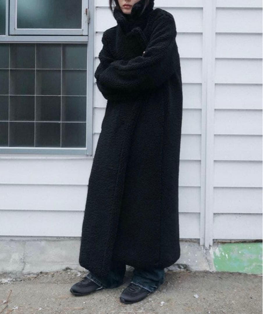 未使用級♡ZARA テディベアコート ボア ロングコート L ブラック 黒