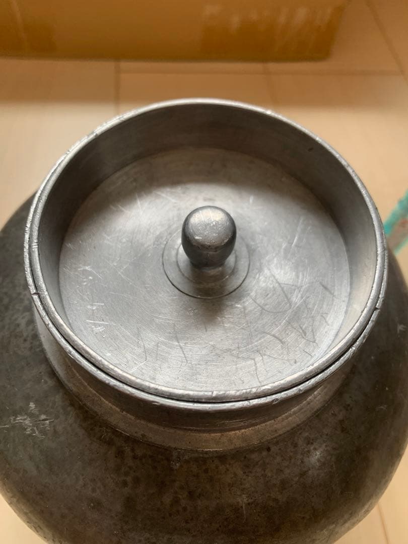 古錫製 錫斑茶壷 煎茶道具 高さ21cm