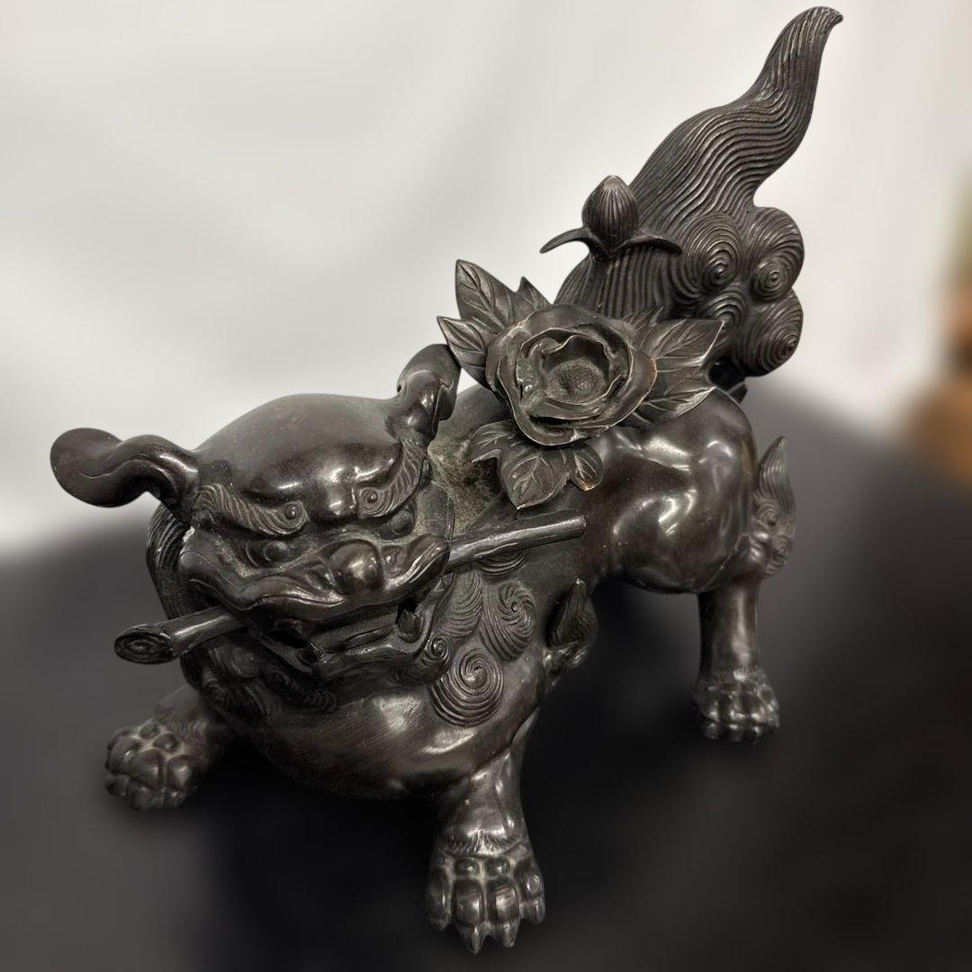 は*ま様 照雲 唐獅子牡丹 銅製 置物 縁起物