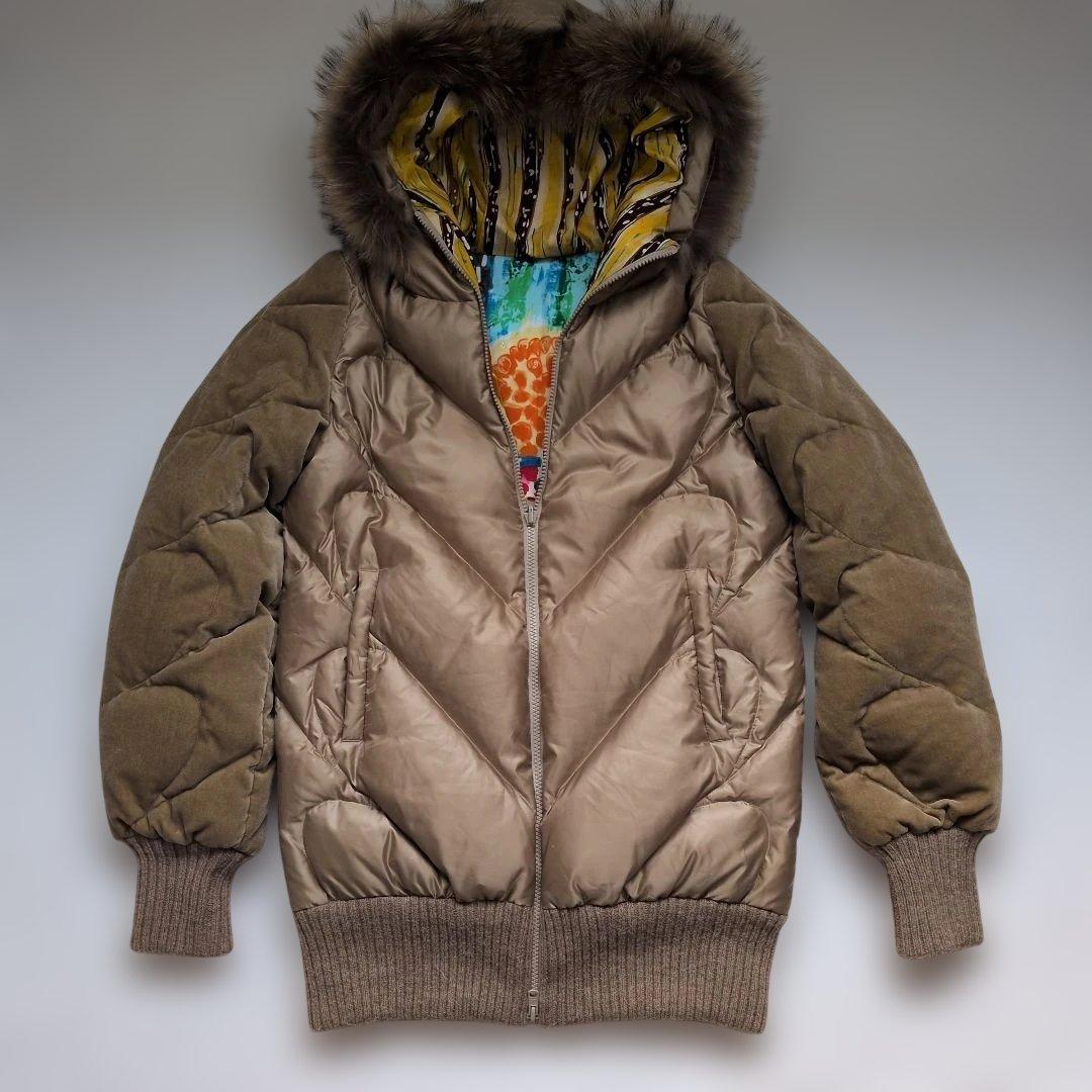 ツモリチサト ベロア＆シルク異素材ダウンリバーシブルコート Mサイズ