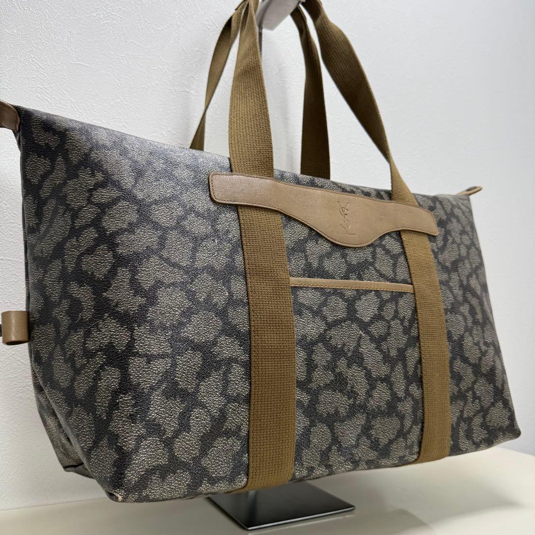 YSL イヴ・サンローラン ボストンバッグ 肩掛け 大容量 ジラフ柄 PVC