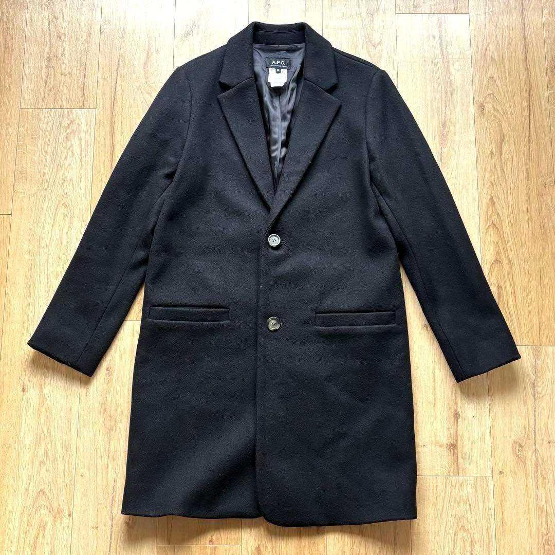 A.P.C. チェスターコート ブラック Sサイズ アーペーセー A.P.C.（アーペーセー） | ウール チェスターコート / 総裏地 | S