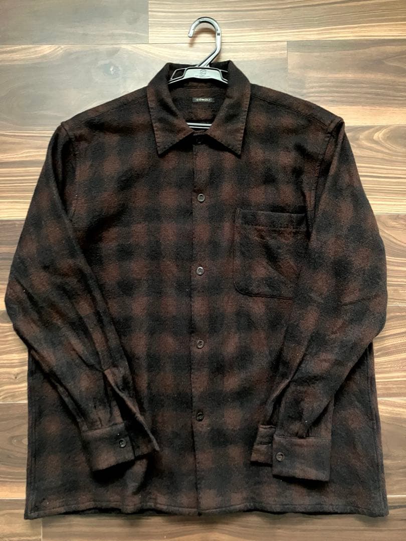 comoli ウールチェックオープンカラーシャツ - メルカリ