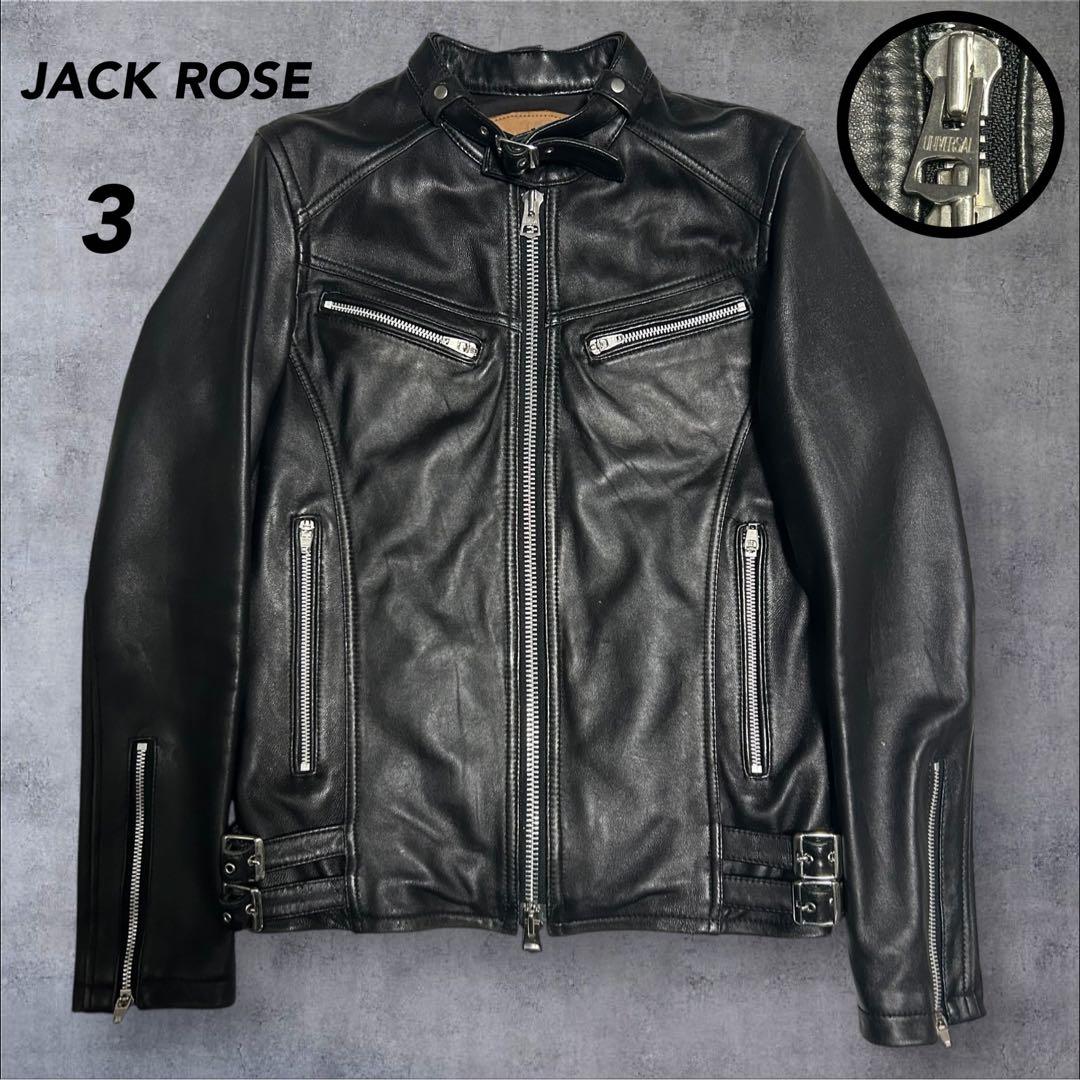 【美品】ジャックローズ シングルライダース ラムレザー ブラック Lサイズ JACKROSE（ジャックローズ） 革ジャン ライダース WEB限定 JE LAMB