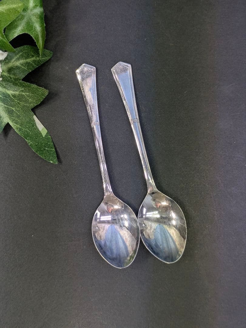 スターリングシルバー イギリス 1972年 ティースプーン 刻印入り 2本セット スターリングシルバー イギリス 1972年 ティースプーン 刻印入り 2本