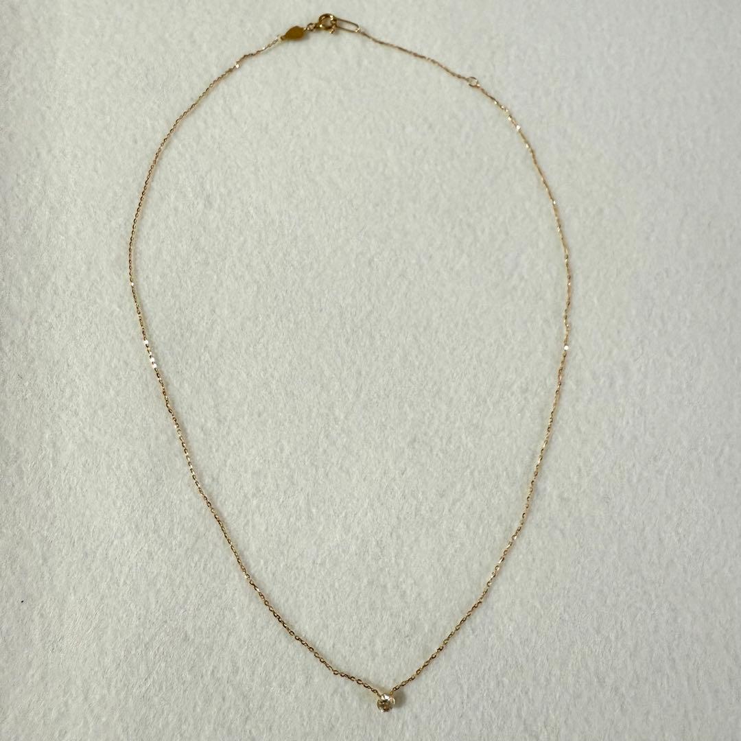 agete アガット K18 ダイヤモンド ネックレス 0.1ct シークレット