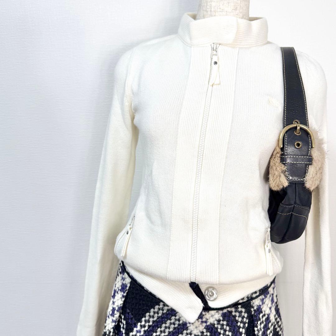 y2k❤️ BURBERRY BLUE LABEL ロゴ ニット ジャケット BURBERRY BLUE LABEL ニット ジャケット ピンク Mサイズ｜Yahoo!フリマ