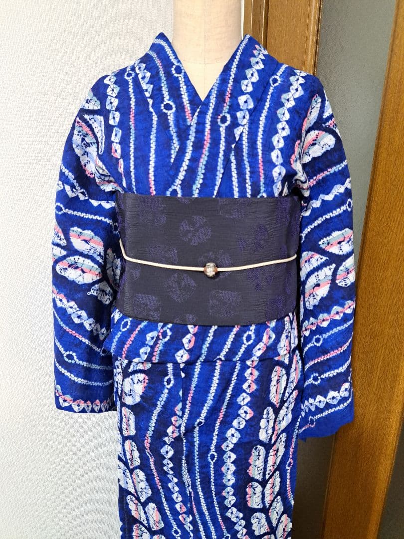 3*m様 絞り浴衣 有松絞り【美品】 藤の花 160/64 手縫い - メルカリ