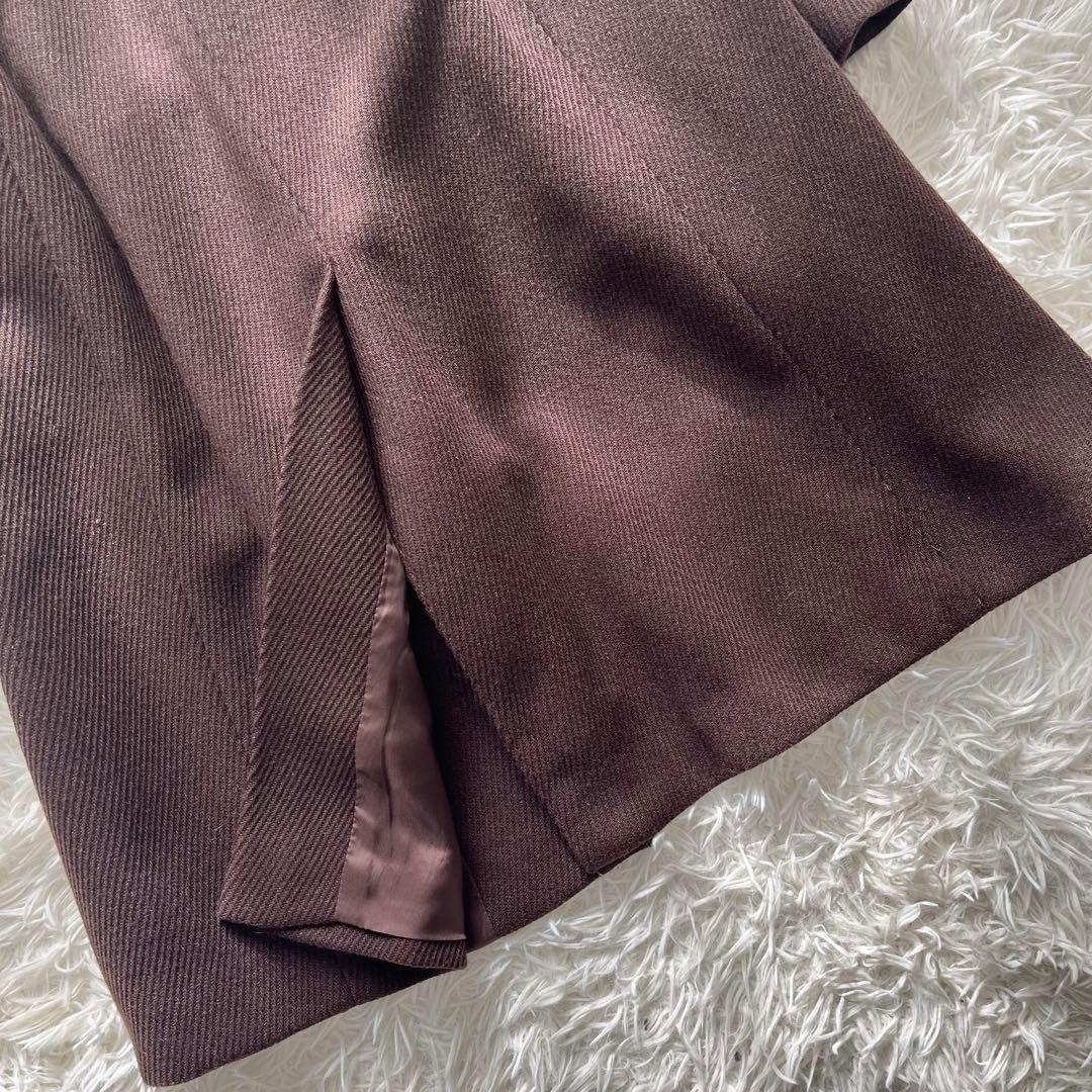 美品】マックスマーラ ロングベルテッドコート ベルト ウール ダーク