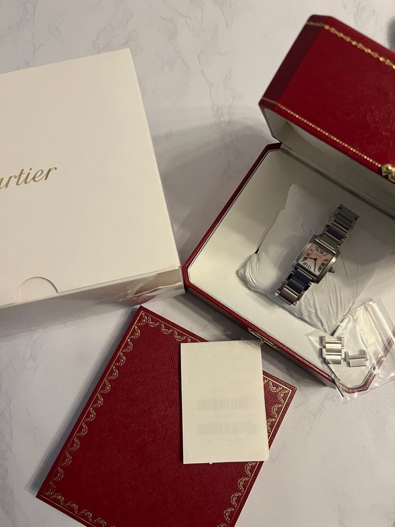 値下げ美品Cartier カルティエタンクフランセーズSM 腕時計指輪ネックレス トケマー:カルティエ・タンクフランセーズ、SM.SS ピンク貝殻文字盤