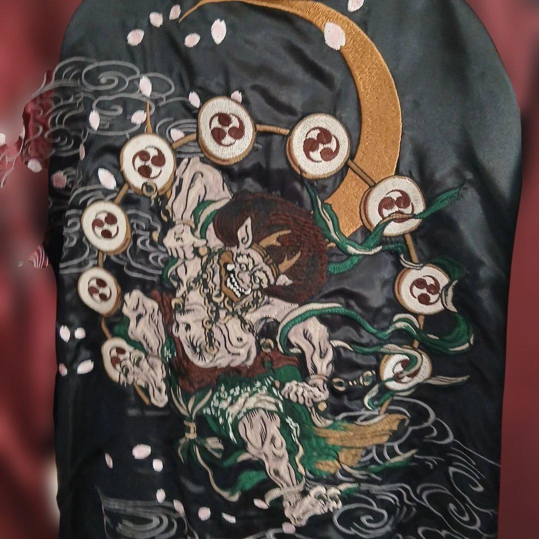 p*e様 絡繰魂 スカジャン 風神雷神 総刺繍 sizeXL - メルカリ
