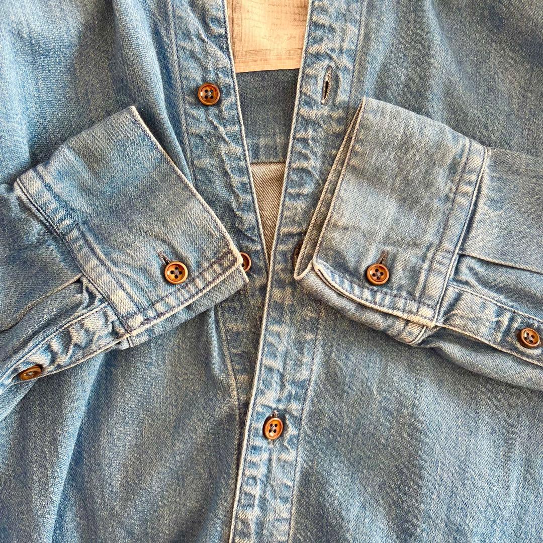 定価3.08万 ビアズリー ノーカラーデニムシャツ ブルー オーバーサイズ